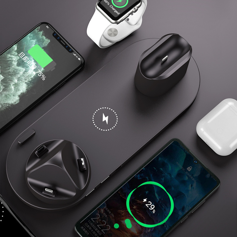 Wireless Charger For IPhone Fast Charger For Phone Fast Charging Pad For Phone Watch 6 In 1 Charging Dock Station - Imagen 4