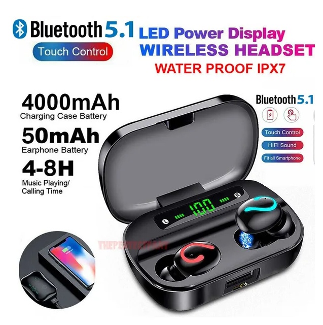 Bluetooth 5.1 Headset TWS Wireless Earphones Mini Earbuds Stereo Headphones IPX7