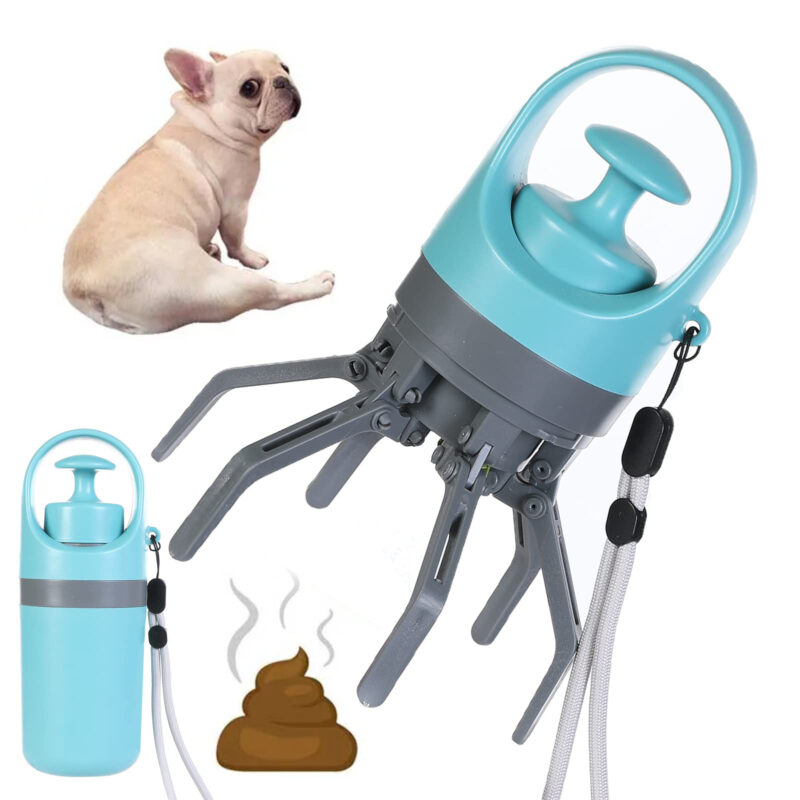 Cuchara portátil ligera para excrementos de perro con dispensador de bolsa