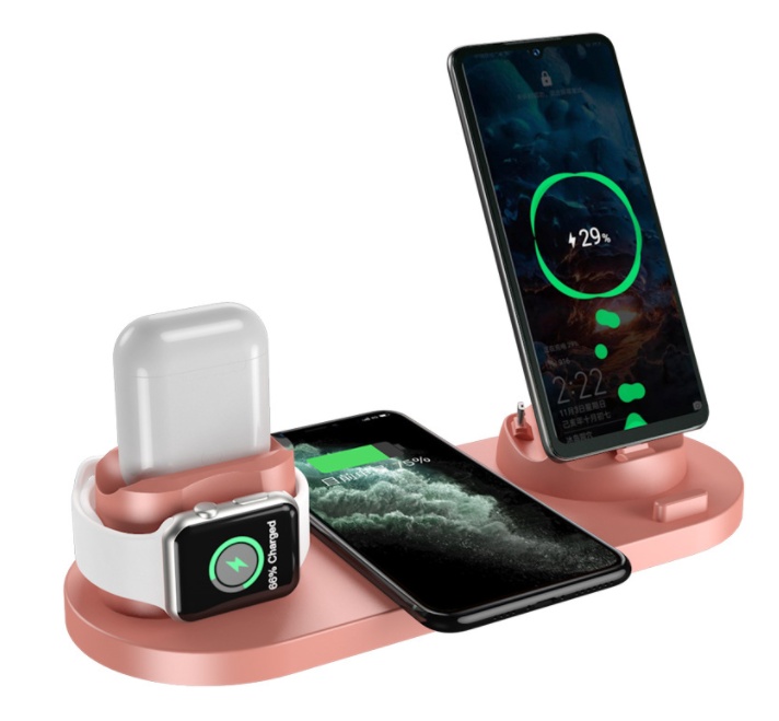 Wireless Charger For IPhone Fast Charger For Phone Fast Charging Pad For Phone Watch 6 In 1 Charging Dock Station - Imagen 7