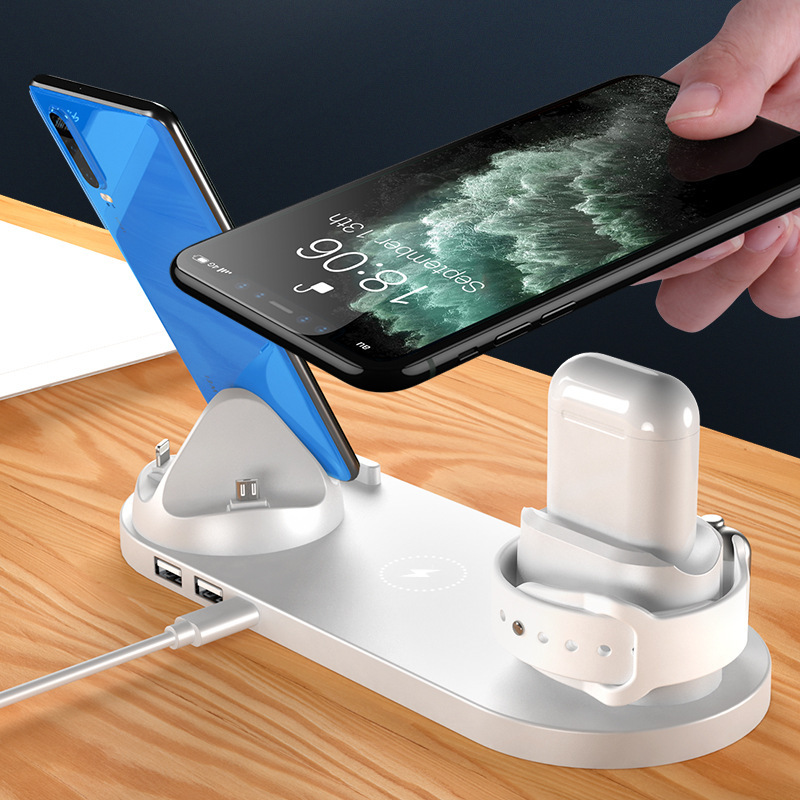 Wireless Charger For IPhone Fast Charger For Phone Fast Charging Pad For Phone Watch 6 In 1 Charging Dock Station - Imagen 3