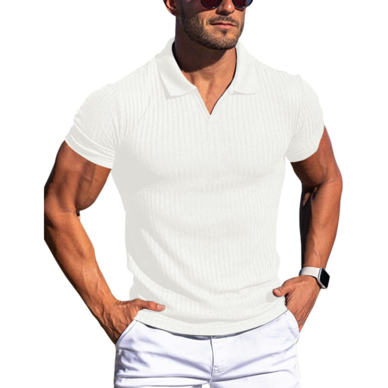 Camiseta tipo polo de manga corta con cuello en V