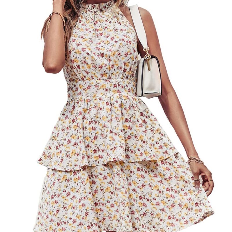 Vestido de verano estampado con cuello halter