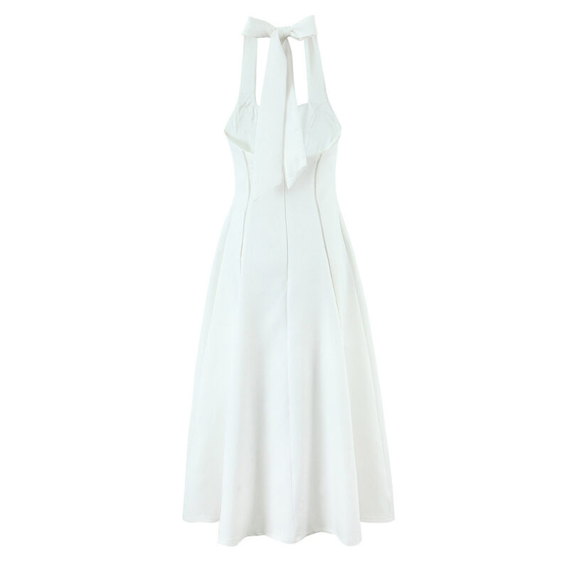 Vestido midi sin espalda con escote halter para mujer
