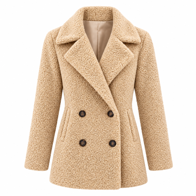 Abrigo suelto con solapa Chaqueta de invierno con botones