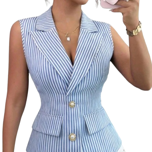 Camisa de rayas sin mangas para mujer