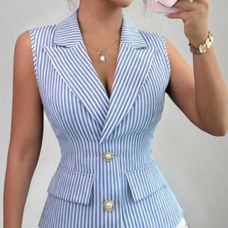 Camisa de rayas sin mangas para mujer