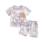 Traje de pantalones cortos de manga corta tie-dye