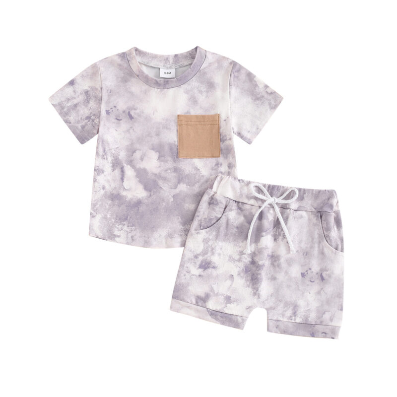 Traje de pantalones cortos de manga corta tie-dye