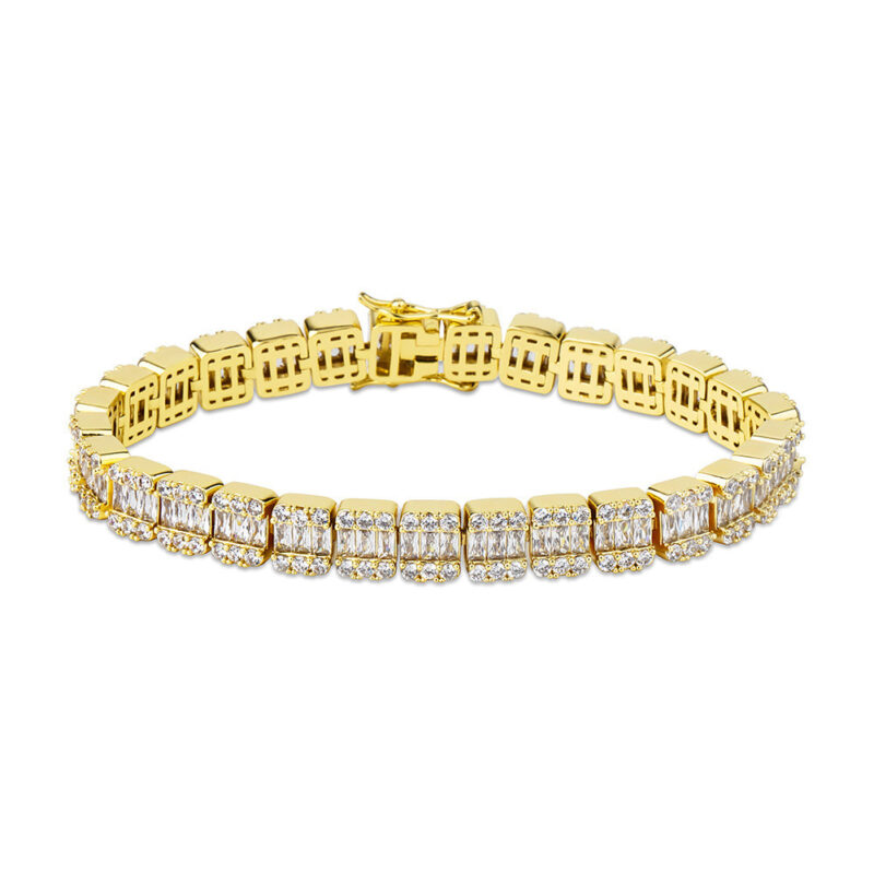 Pulsera cuadrada de circonitas y cristales