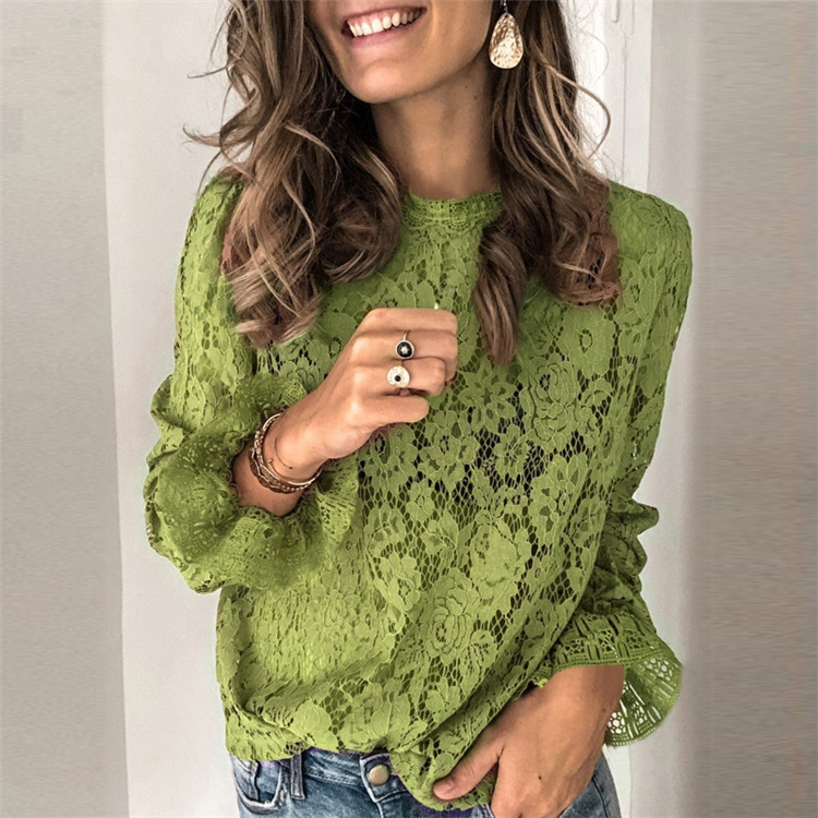 Camisa de encaje hueca para ropa de mujer.