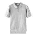 Polo de punto acanalado de lujo ligero para hombre