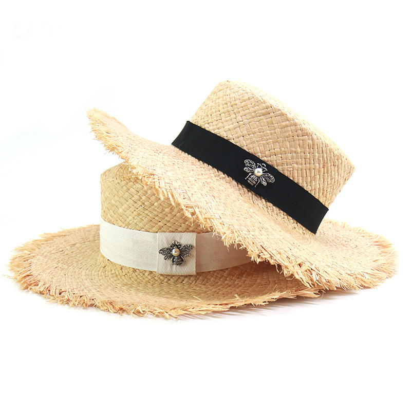 sombrero de paja de punta plana