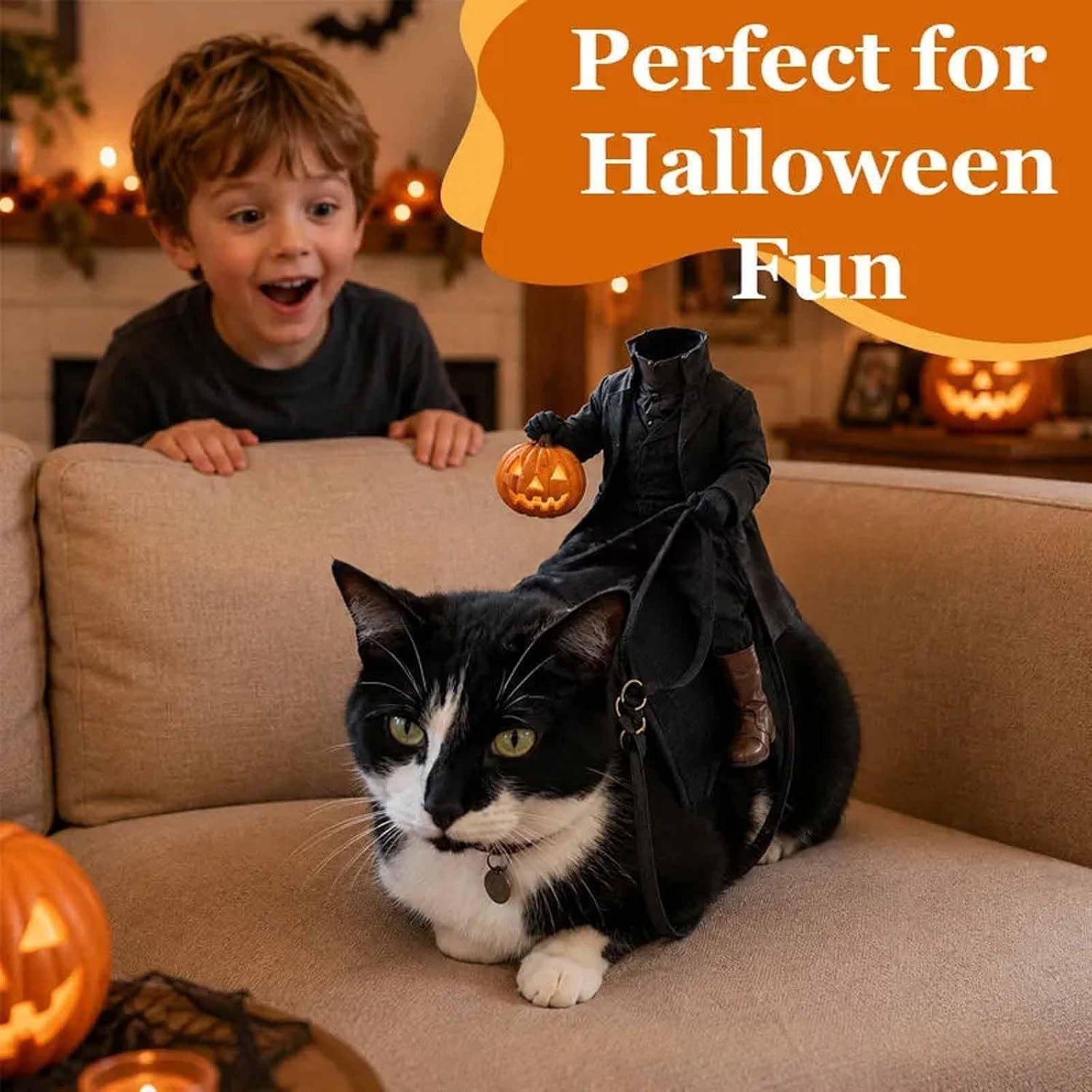 Disfraz de gato jinete sin cabeza - Imagen 5